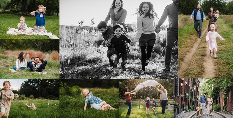 collection of high energy lifestyle family photos taken in Boston area fields